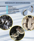 Collage showing applications of 4 Inch Exhaust V Band Clamp For Flange Kits Stainless Steel No Flanges Heavy Duty Rust Resistant