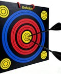 High Density XPE Foam Archery Target 20 Inch Square with scoring rings and arrows sticking, for recurve and compound bow practice