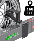 Universal Spare Tire Carrier Mount Bracket For Utility Trailer RV Camper And Boat Fits 4x4, 4x4.25, 4x4.5, 4x4.75, 5x4.25, 5x4.5, 5x4.75, 5x5, 5x5.5, 6x5.5, 6x6 Bolt Patterns Holds Up To 160 Lbs illustration