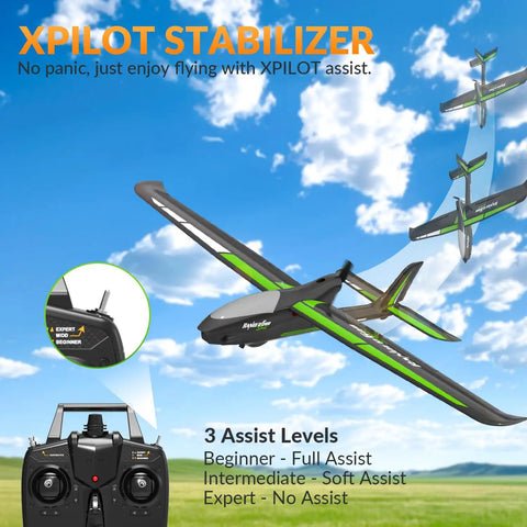 Stunt Ready To Fly 4 Channel RC Plane Ranger600 Glider with XPilot Stabilization System flying under blue sky