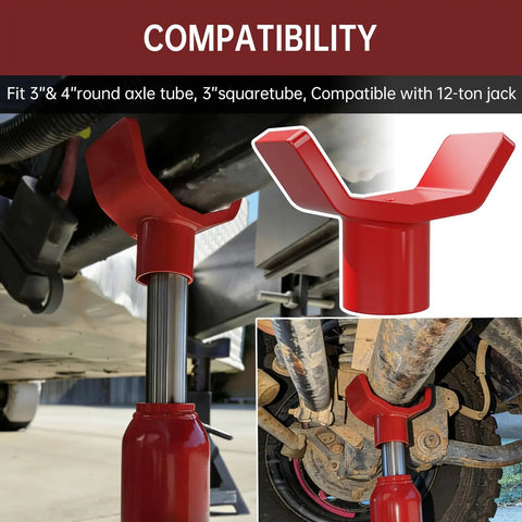 ForoGore Red Bottle Jack Adapter 12 Ton Lift Extender Sleeve for 3-inch square tube and 3-4 inch axles under truck.