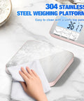 Cleaning the 33lb Battery Powered Kitchen Scale With Detachable Display, 304 Stainless Steel Food Scale, 1g/0.1oz Precision, Pink