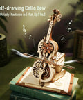 One Fifth Scale 3D Cello Model Kit With Base 199 Piece Wooden Music Box Building Kit on books