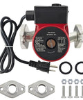 Direct Replacement 110223306 Wet Rotor Circulator Pump for Knockout Hydronic Heating, includes fittings and accessories.