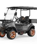 Slick Electric Golf Cart Built With A Beefy 48V 5KW AC Motor And Workhorse 100Ah Battery Cruises Smoothly At 16 MPH side view with seats and storage.