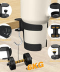 Heavy Duty Desk Cup Holder With Secure Clip For Tumbler And Mug Keep Your Brew Locked Tight And No Mess On Any Workspace Game Changer For Daily Grind Office Setup close-up showing silicone pad, hook, non-slip bottom, and fixing details.