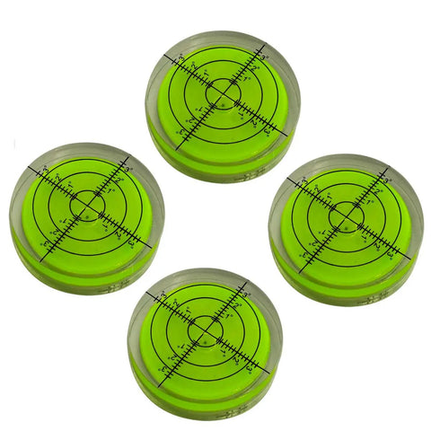 Horizontal Bubble Spirit Level Set Circular Bullseye Level Inclinometer Green 40x10mm Waterproof 4 Pack For LCD Mounts
