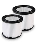 Heavy Duty Nanofiber Cartridge Filter For Most 4 Gallon And Smaller Wet Dry Vacuums 2 Pack Reusable PET Filtration Paper Replacement Fits Most Models shown in white with black trim