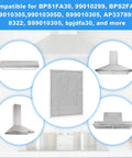 Two Pack Range Hood Filter Replacement for 99010299 Compatible Hoods Fits Allure WS1 QS2 and 30 Inch Models Aluminum Mesh