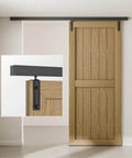 8 Foot Ceiling Mount Box Rail Barn Door Hardware Kit Heavy Duty Steel Sliding Track installed on wooden door