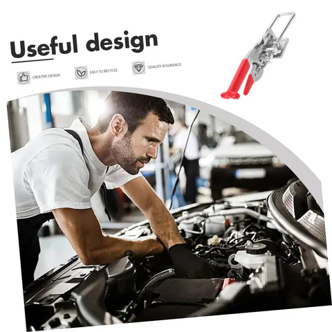 Mechanic working on car engine with Rugged Rubber Hood Lock T-Handle With Elastic Vibration Dampening For Car Engine Covers visible.