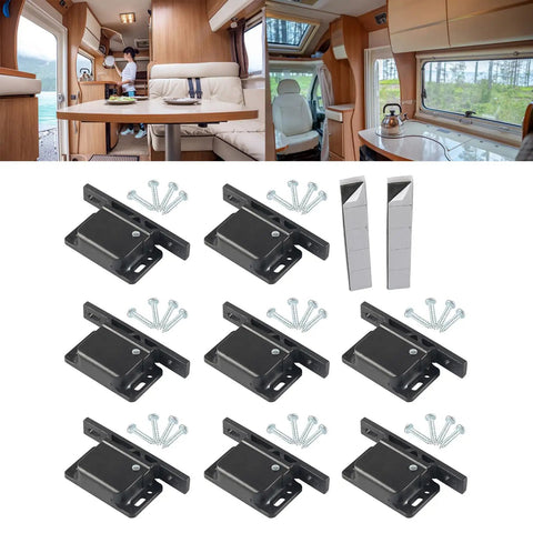 8 Unit RV Cabinet Door Latches For Motorhomes And Cargo Trailers Road Trip Ready Push Catch Drawer Fasteners with screws