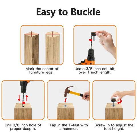 Beefy Heavy Duty Adjustable Furniture Levelers With Floor Protectors 20 Pack Screw In Feet With Rubber Pads For Tables Chairs Desks Cabinets And Workbenches Indoors Outdoors Includes One Quarter Inch Screws And One Point One Inch Height Extender