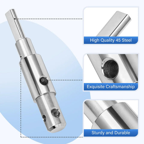 Two Stage Auger Adapter For Three Quarters Inch And Seven Eighths Inch Auger Shafts Alloy Steel Drill Attachment and close-up details