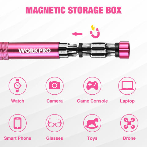 Pretty Dang Useful 24 Piece Mini Screwdriver Set With Slick Magnetic Bits And Precision Driver Options In Pink for easy gadget repairs.