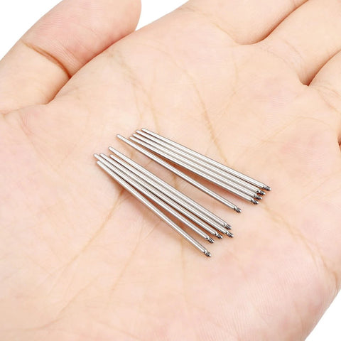 10-piece 16G Straight Piercing Taper Insertion Pin Set for internally threaded nose septum rings in a hand