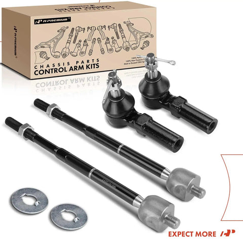Front Inner And Outer Tie Rod End Kit For Mazda CX-5 2013 2014 2015 2016, 4 black steel rods with box