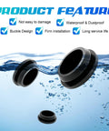 125 Piece Rubber Plugs For Round Holes Set In Assorted Sizes Premium Black Silicone Hole Plugs submerged in water showcasing durability