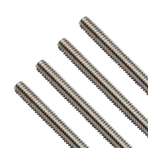 Front view of 48 Inch Stainless Steel All Threaded Rods 3/8-16 UNC Heavy Duty Pack Of 4 For Structural, DIY, And Construction Projects, Corrosion Resistant And Ultra Strong, Ideal For Marine, Outdoor, And Heavy Repairs.