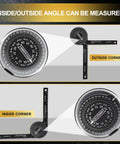 Dead On Aluminum Miter Saw Protractor Angle Finder Tool For Crown Molding And Trim Work measuring inside and outside angles.