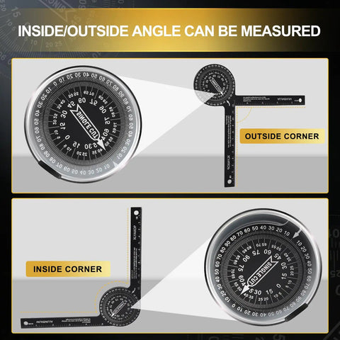 Dead On Aluminum Miter Saw Protractor Angle Finder Tool For Crown Molding And Trim Work measuring inside and outside angles.