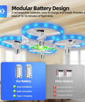 Mini Drone For Kids Beginners Easy To Fly RC Quadcopter With Colorful LED Lights and modular battery design display.