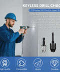 Two Pack Keyless Drill Chuck Adapter Set With One Quarter Inch Hex Shank For Quick Change Heavy Duty Bit Converter