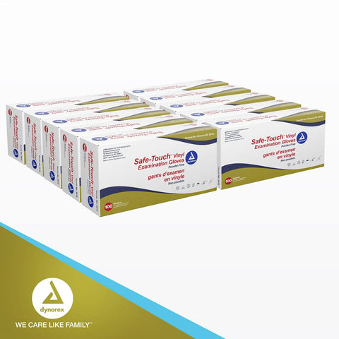 Safe-Touch Vinyl Disposable Exam Gloves Powder Free Ambidextrous Clear Medium Case Of 10 Boxes Of 100 For Food Safety Compliance In Commercial Kitchens And Food Service