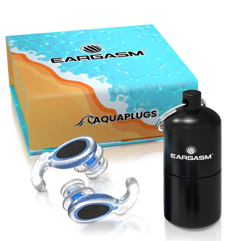 Waterproof Ear Plugs For Swimming And Watersports That Really Work with black case and colorful packaging box