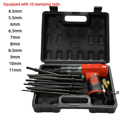 Heavy Duty Valve Guide Disassembly Kit With Pneumatic Cylinder Head Punch Tools For Family Vehicles And Home Mechanics To Fix Engine Malfunctions Easily, black case with 10 rods