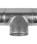 Heavy Duty Galvanized Steel Four Inch Tee Shape Ducting Splitter Solid Ninety Degree Vent Adapter for dust collection rigs.