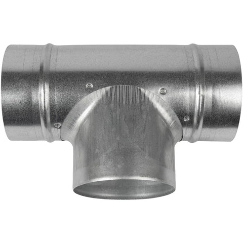 Heavy Duty Galvanized Steel Four Inch Tee Shape Ducting Splitter Solid Ninety Degree Vent Adapter for dust collection rigs.