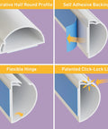 Half Round Cord Hider Cable Cover Peel And Stick Adhesive Two Pack White Paintable 39 Inch Long Pieces details and features.