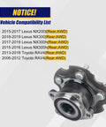 Rear Wheel Bearing And Hub Assembly Compatible With Lexus NX200t NX300 NX300h And Toyota RAV4 2006 To 2018 Rear AWD 5 Lug With ABS