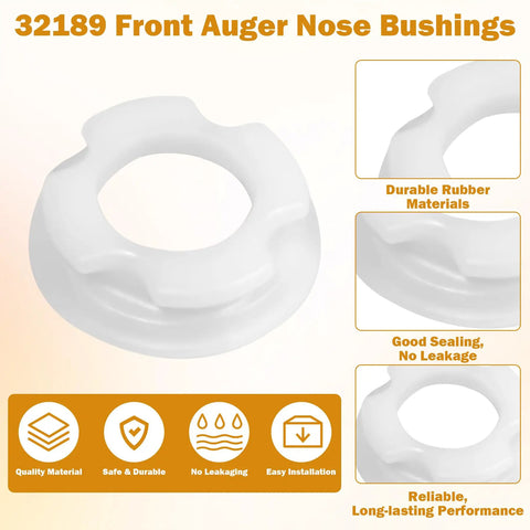 Ultra Plastic Front Auger Nose Bushing Replacement for Beverage Dispensers Hopper Assembly Fits CDS-3 ULTRA-1 ULTRA-2 ULTRA-2A white rubber bushing