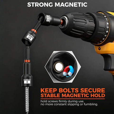 Go-To Heavy Duty Magnetic Impact Nut Driver Set 79-Piece With Metric And SAE Bits 3-Lb Magnetic Pickup Tool Socket Adapters Wing Nut Driver Universal Sockets Quick-Change Bit Holder Extensions And Power Bits