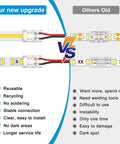 Comparison of Twenty Pack 8Mm Two Pin Solderless Led Strip To Wire Connectors Snap And Go Transparent Adapters with old connectors