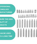 Solid 40 Piece Hexagon Wrench And Socket Set For Auto Repair With Spline Bits And Dual Hexagonal Bits showing various spline bits.