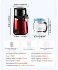 Premium Countertop Water Distiller With Four Liter Capacity And 1750 Watt Powerhouse in bright red with glass carafe and stainless steel tank.