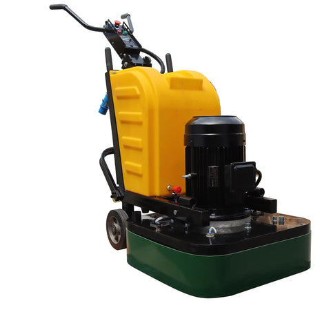 Electric Concrete Floor Grinder for Wet and Dry Grinding, Beast Mode Polisher with yellow tank and handle, 220V