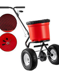 Walk Behind Broadcast Fertilizer And Seed Spreader With 90 Pound Capacity And 23 Liter Hopper, All Terrain 12.5 Inch Pneumatic Tires