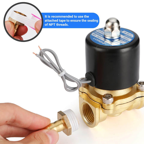 Brass Waterproof Electric Solenoid Valve Half Inch NPT DC12V Normally Closed For Water Oil Gas Air