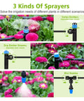 Three kinds of sprayers for 230 Feet Quick Connect Drip Irrigation System Kit for watering gardens and greenhouses