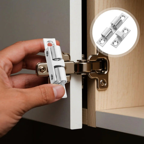 Copper Ball Door Catch Cabinet Latch Hardware Set 50mm Silver Roller Catch 4 Pack installation on kitchen cabinet