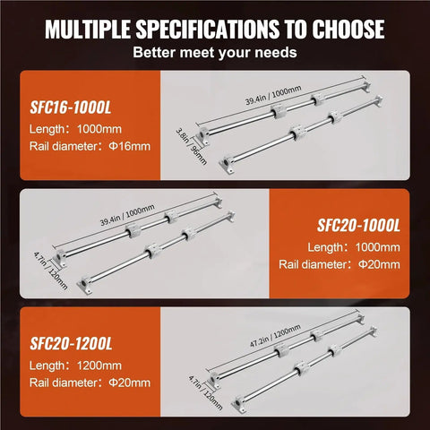 2 Pack Linear Guide Rails Sfc16 Sfc20 Kit 1000mm Or 2000mm Length With 4 Sliding Blocks High Load Bearing For DIY CNC Routers Lathes Mills Smooth Quiet Durable Motion System, SFC16 1000mm rail set
