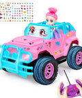 Pink 1:20 Scale RC Truck With DIY Stickers And Doll, Full-Function Remote Control Car For Girls, Sticker Kit, Indoor Outdoor Toy