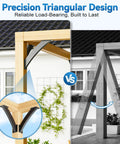Precision triangular design of Heavy Duty 45 Degree Pergola Brackets Kit For 4x4 Wood Posts Inside Mount Corner Braces, 4 pack