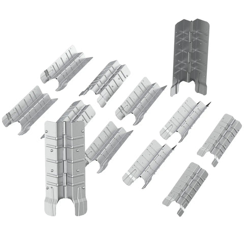 Heavy Duty 8 Inch Pallet Collar Hinges 8 Pack, silver robust folding hinge clips for DIY garden boxes and tool storage.