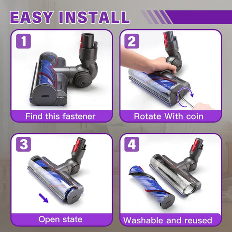 Quick Release Vacuum Head Replacement For V7 V8 V10 V11 V15 Cordless Vacuum Cleaners easy installation guide image
