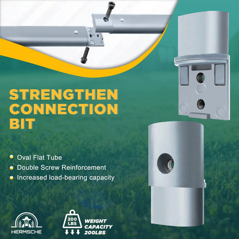 Manual Lawn Aerator Core Plug Tool With Slope Top Four Tine Slots assembly showing double screw connections and oval flat tube.